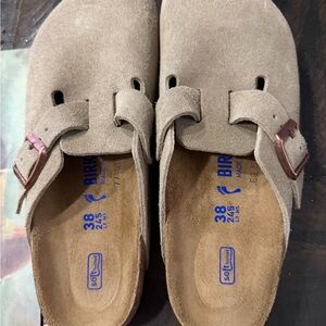 Birkenstock Beige Suede Clogs